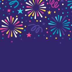 A graphic of firework-like shapes